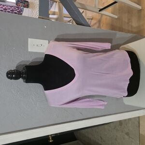 Light Pink V-Neck Long Sleeve Top